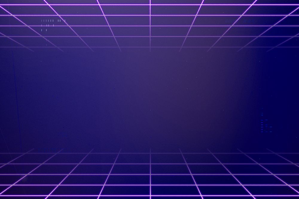 3D retro-futuristic wireframe purple background