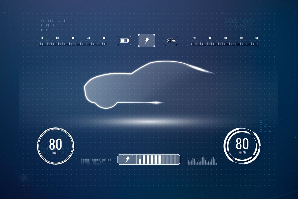 Smart car technology, digital remix psd