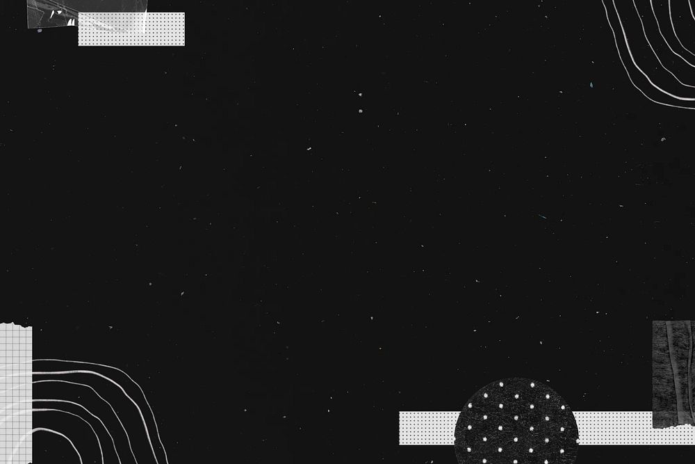 Abstract black background, collage art border