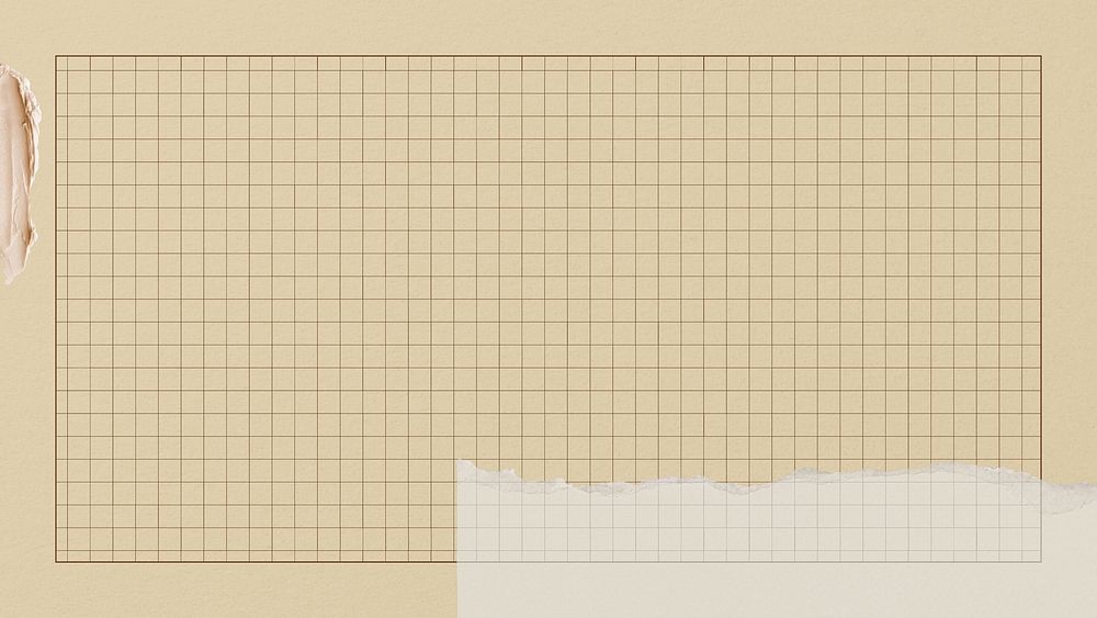 Grid beige desktop wallpaper, ripped paper collage element