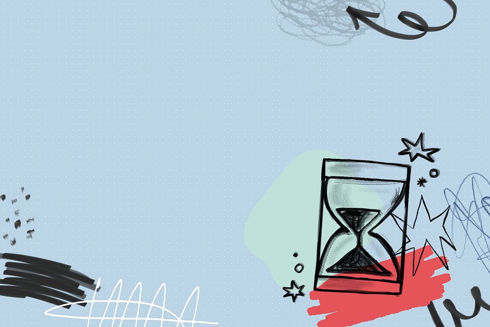 Time management background, hourglass doodle collage element