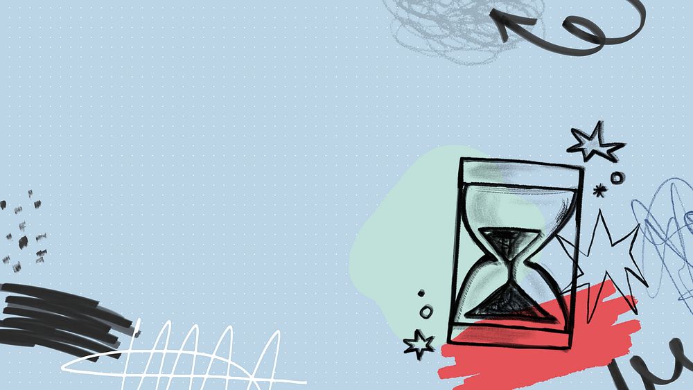 Time management background, hourglass doodle collage element