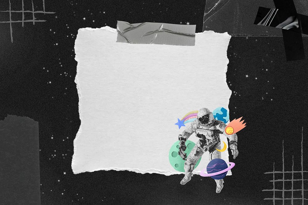 Astronaut note paper, space aesthetic collage art