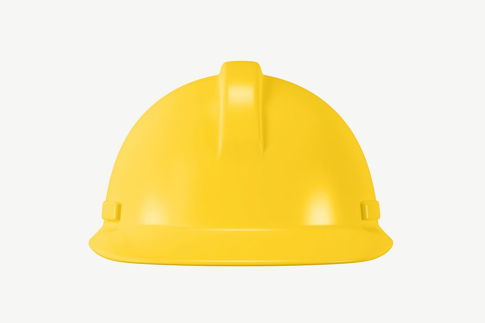 3D yellow safety helmet, collage element psd