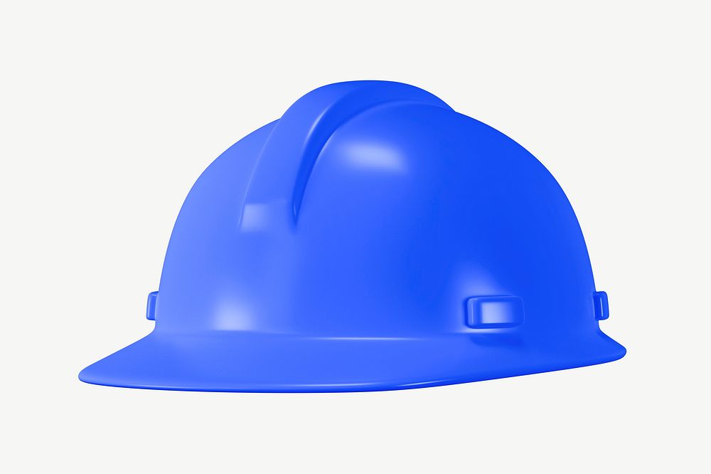 3D blue safety helmet, collage element psd