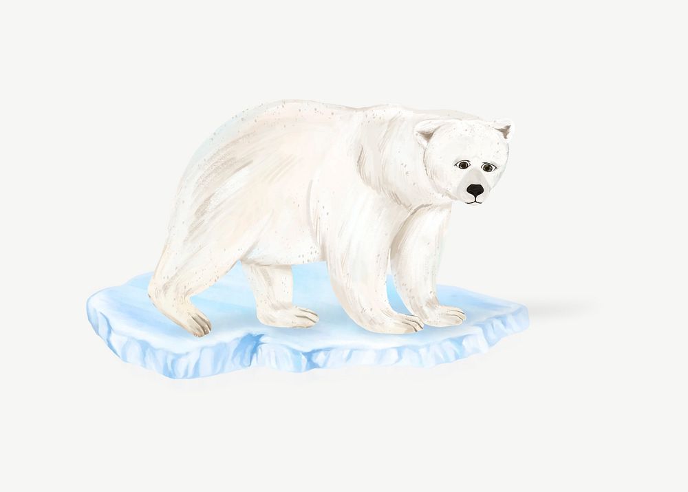 Sad polar bear, aesthetic paint illustration psd