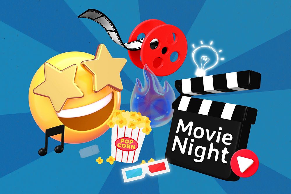 Movie night word, 3d collage Premium Photo rawpixel