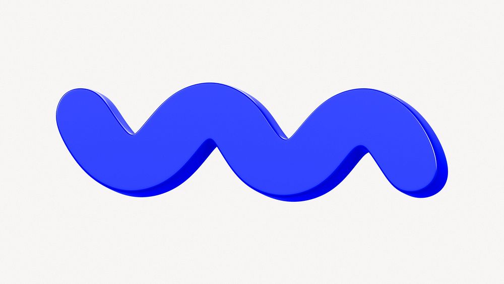 3D blue wavy shape collage element