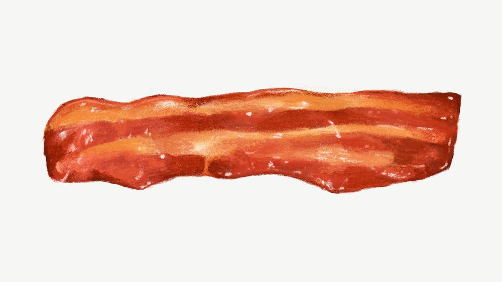 Smoked bacon, breakfast food collage element psd