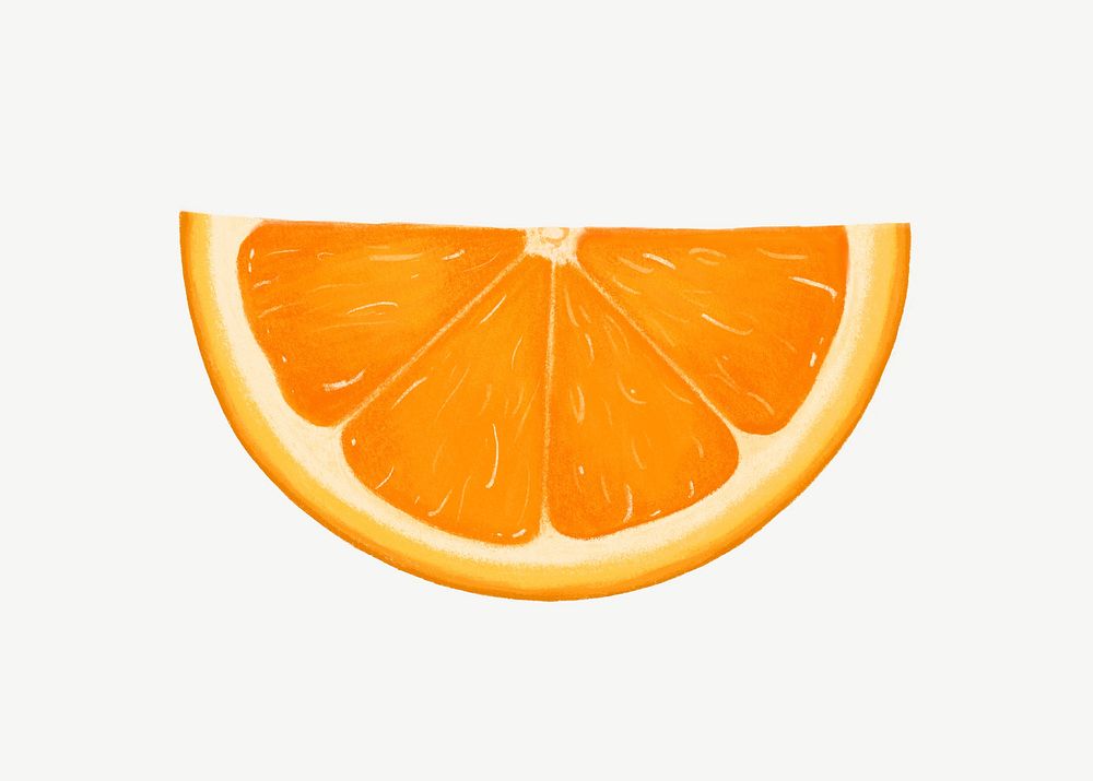 Orange slice fruit, healthy food collage element psd