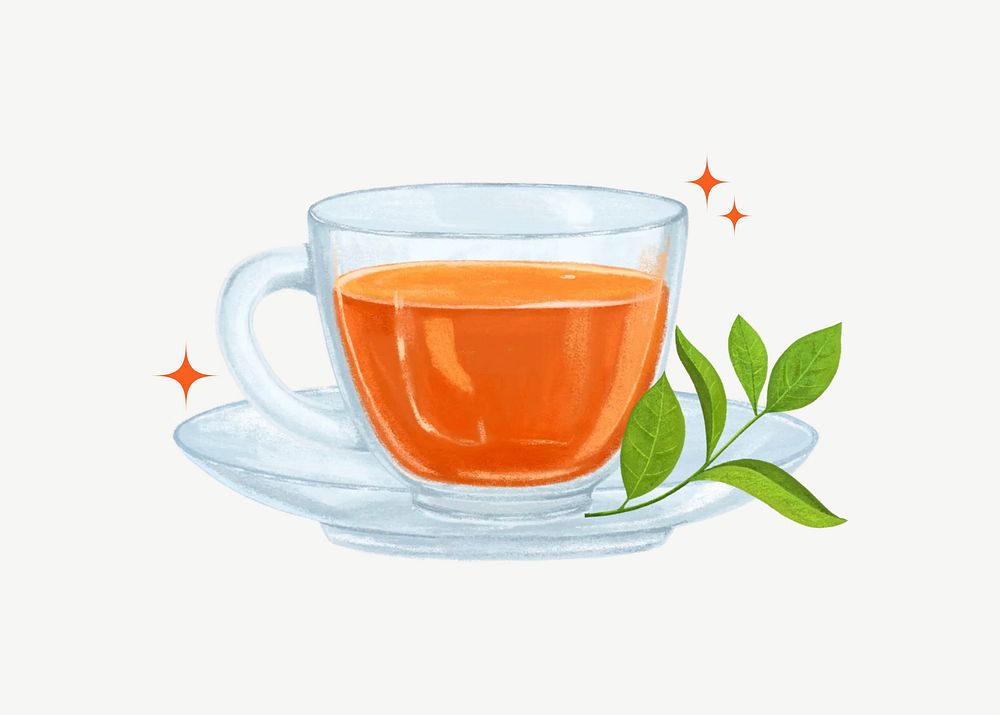 Hot tea, drinks & refreshment collage element psd