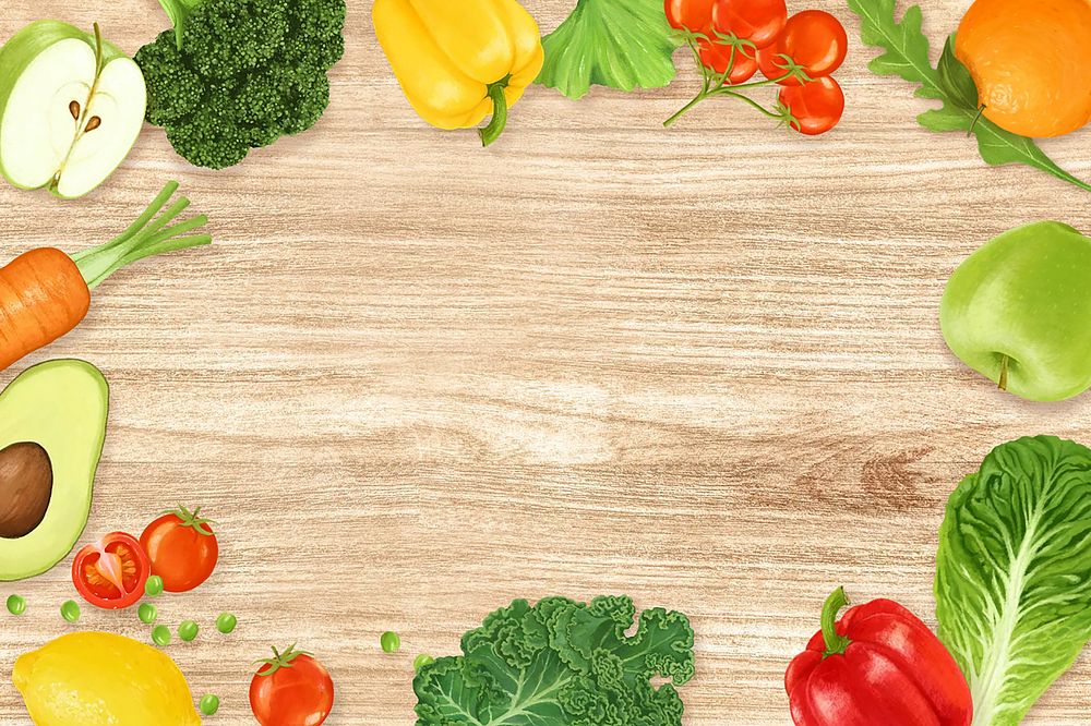 Fruits & vegetables frame background