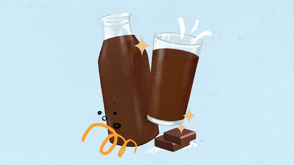 Chocolate milk computer wallpaper, dairy drink illustration