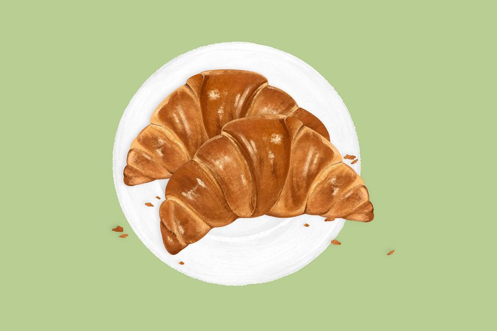 Homemade croissants, breakfast food illustration