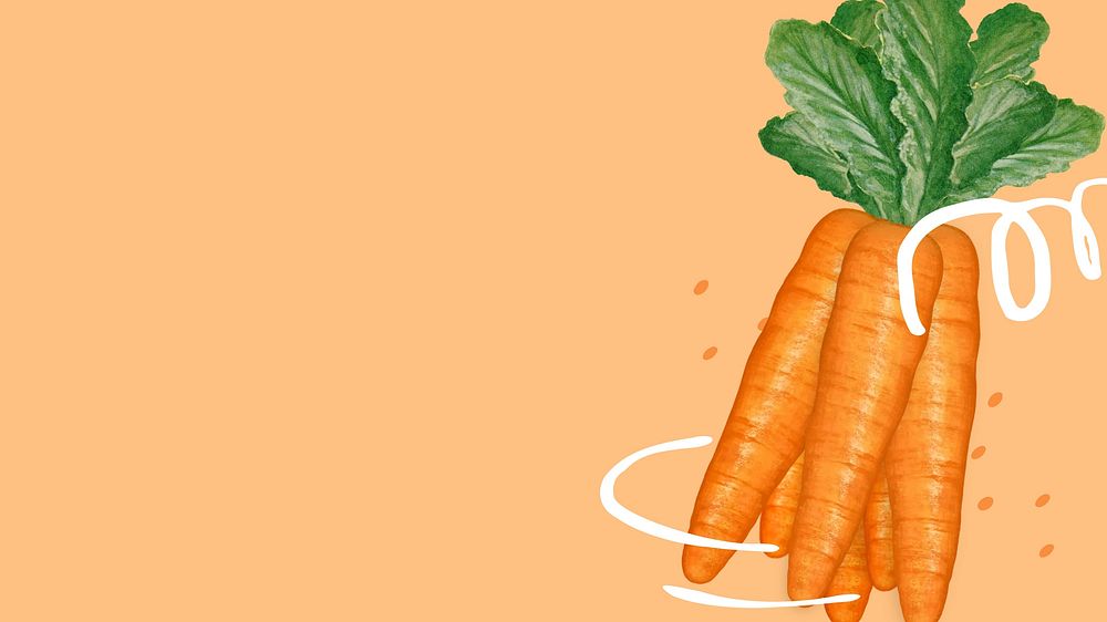 Cute carrot vegetable desktop wallpaper, healthy ingredient illustration