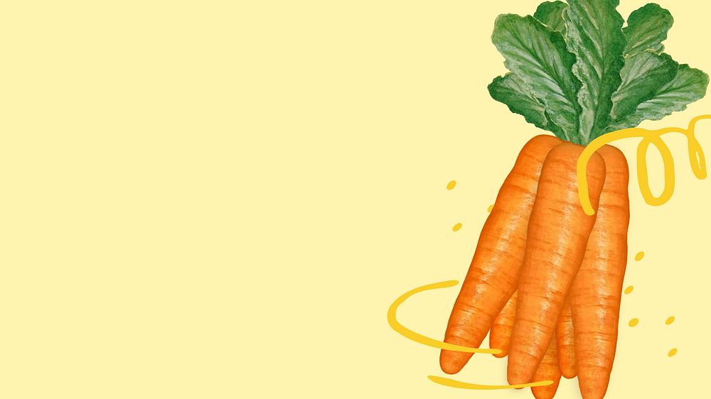 Cute carrot vegetable desktop wallpaper, healthy ingredient illustration