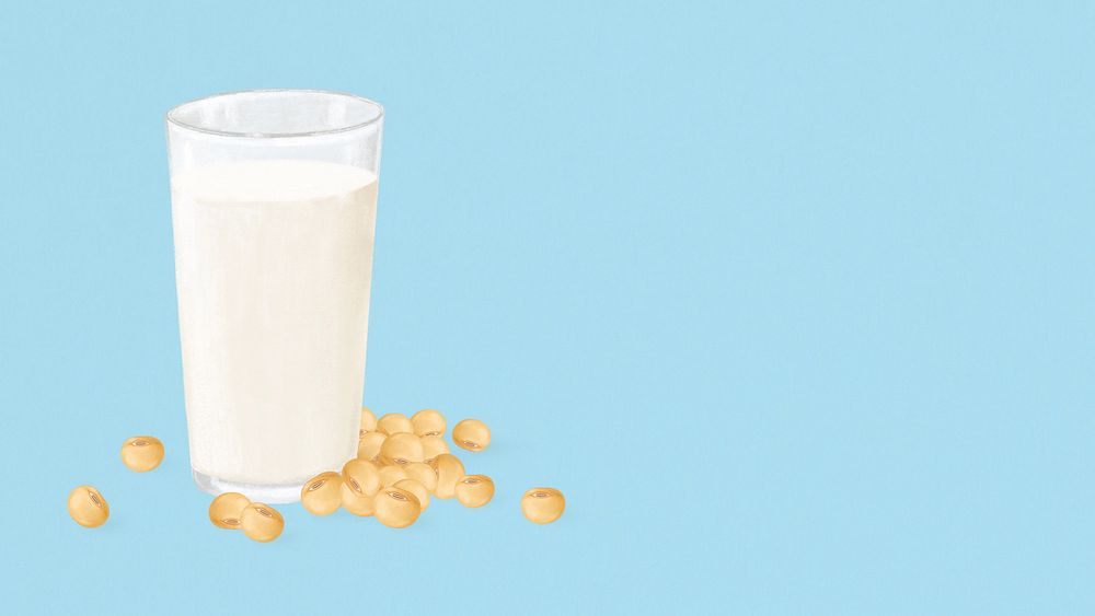Healthy soy milk desktop wallpaper, beige background