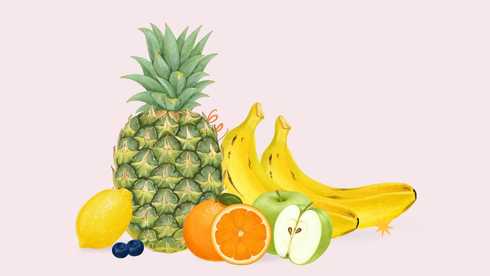 Healthy fruit desktop wallpaper, pink food background