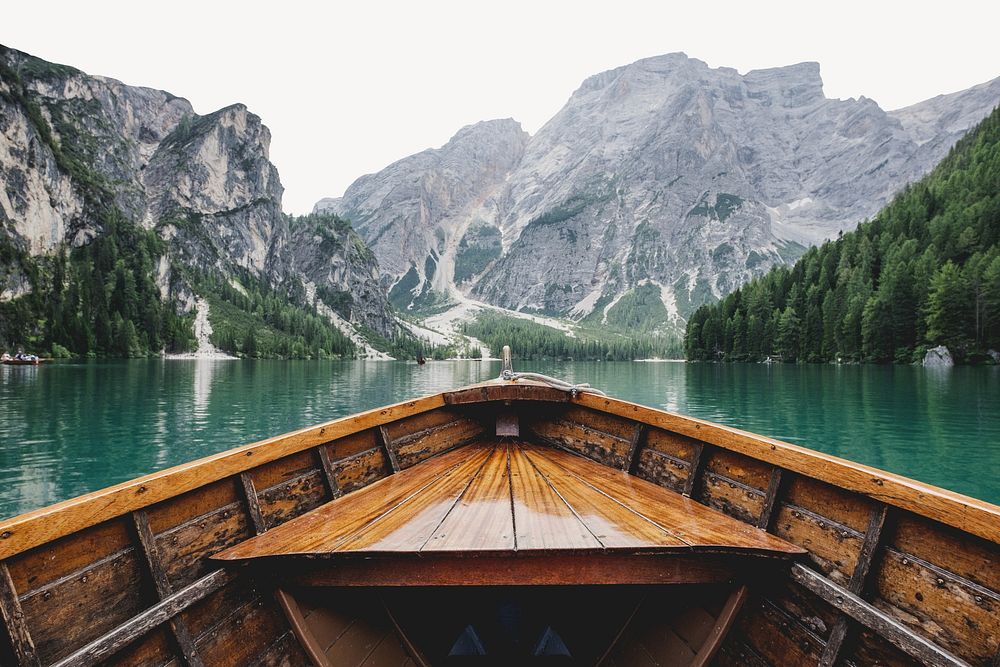 On a boat on Lago di Braies, Italy image element 