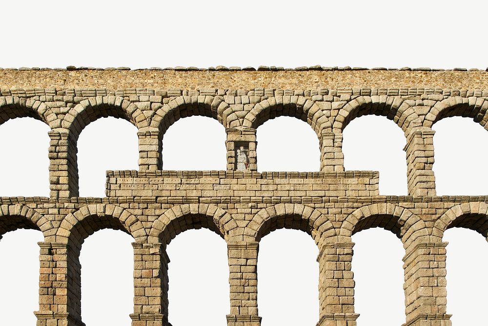 The central part of the roman aqueduct collage element psd