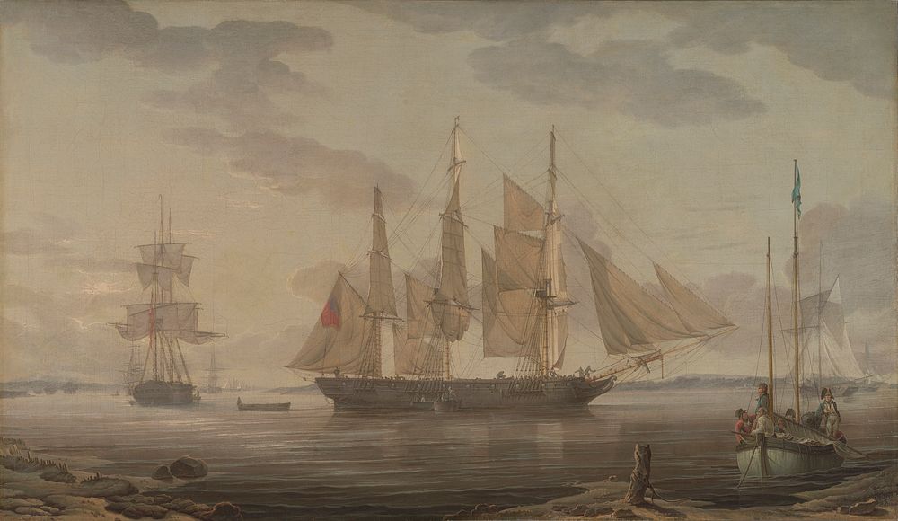 Ships in harbor by Robert Salmon