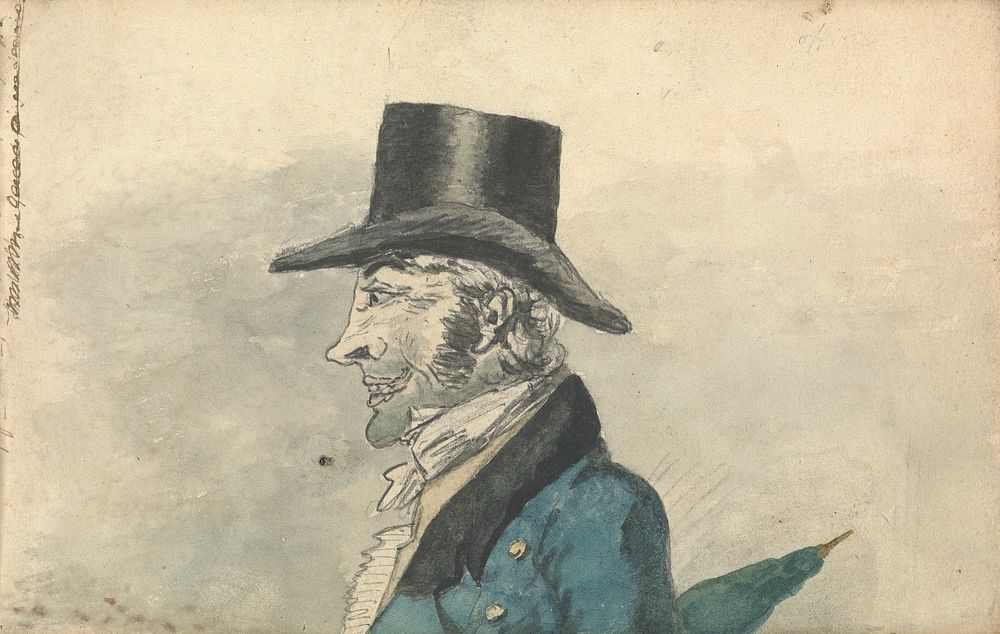 Album of Landscape and Figure Studies: Profile of a Man with an Umbrella by Thomas Bradshaw