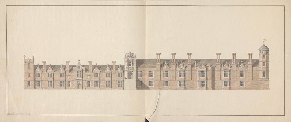 Cobham Hall, Kent: Elevation of North Front by James Wyatt