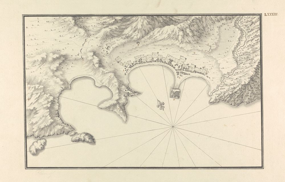 Topographical Map of Halicarnassus at its Harbor by Giovanni Battista Borra
