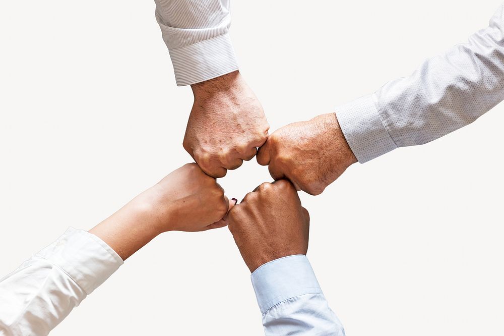 Business hands joined together isolated image