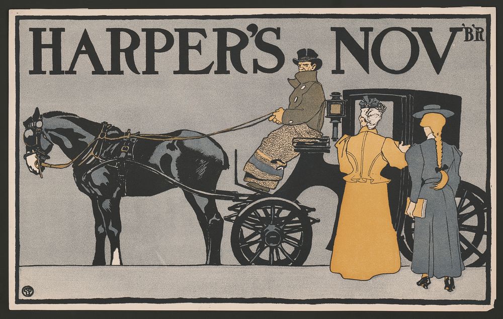 Vintage Carriage (1898) print in high resolution by Edward Penfield. 