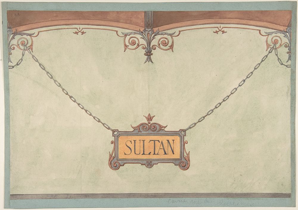 Design for Decorated "Sultan" Plaque for Stable Wall, Hôtel Candamo