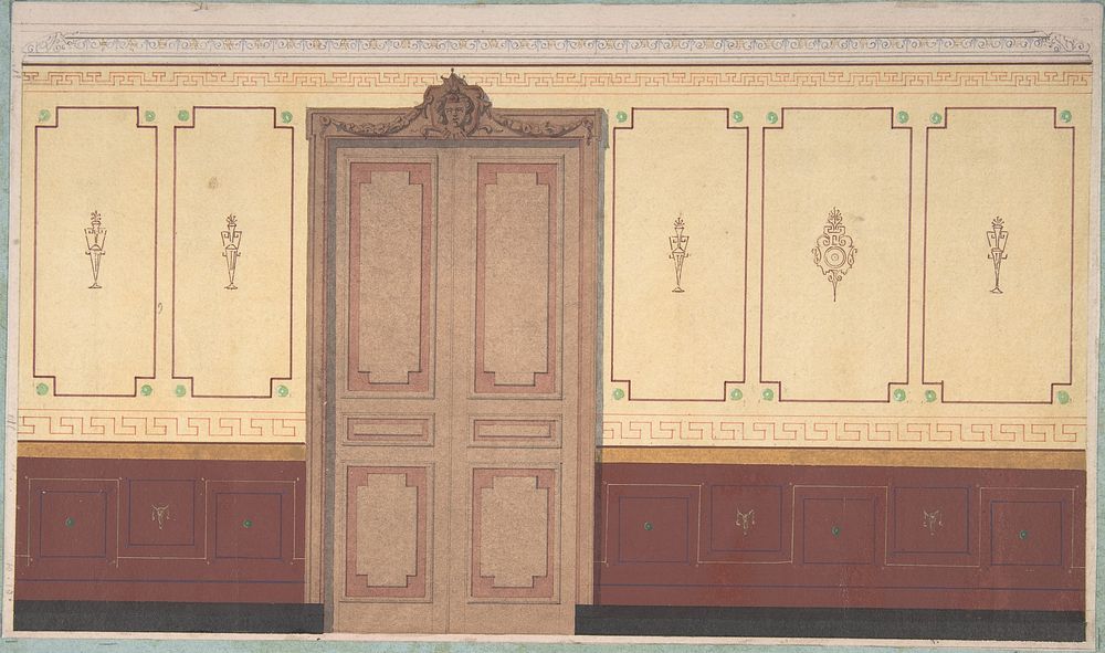 Pompeiian Design for Wall and Doorway by Jules Lachaise and Eugène Pierre Gourdet