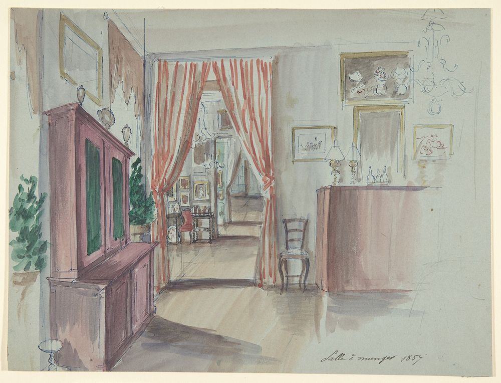 Drawing of an Interior: Salle à manger by Anonymous, French, 19th century