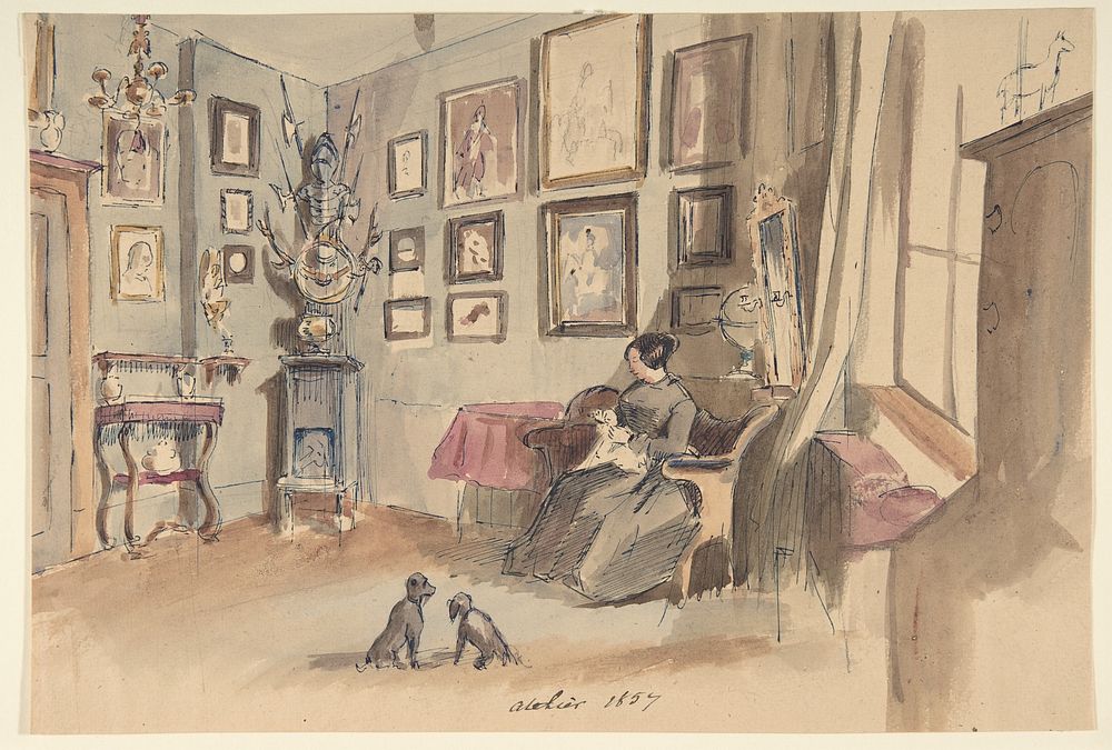 Drawing of an Interior: Atelier by Anonymous, French, 19th century
