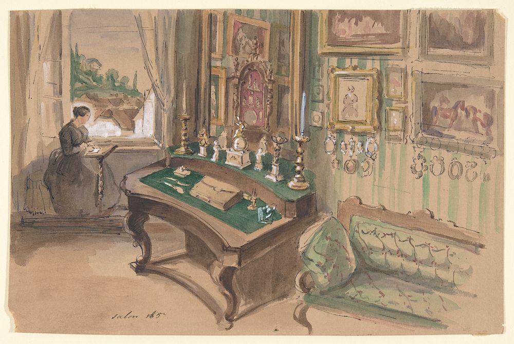 Drawing of an Interior: Salon by Anonymous, French, 19th century