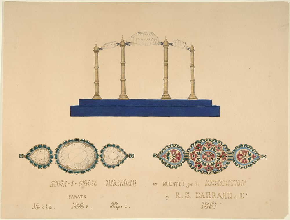 Drawing of the "Koh-I-Noor Diamond" by R. S. Garrard & Co.
