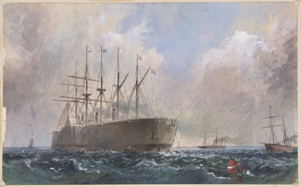 Telegraph Cable Fleet at Sea, 1865 by Robert Charles Dudley