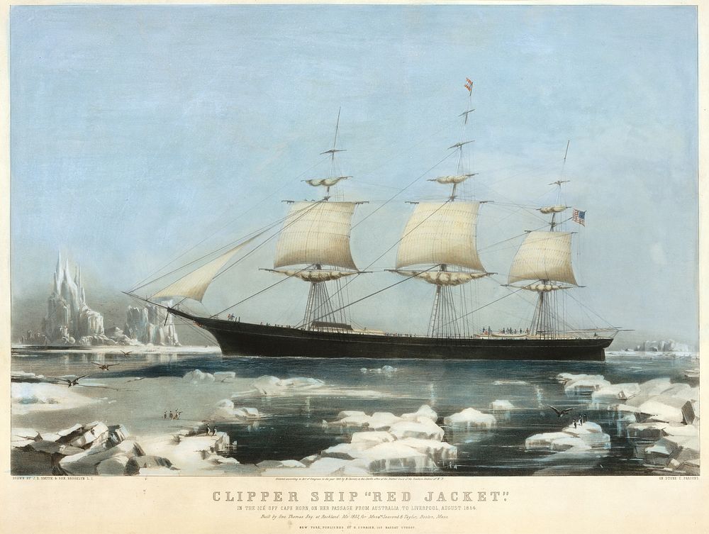 Clipper Ship "Red Jacket" &ndash; In the Ice off Cape Horn, on Her Passage from Australia, to Liverpool, August 1854 by…