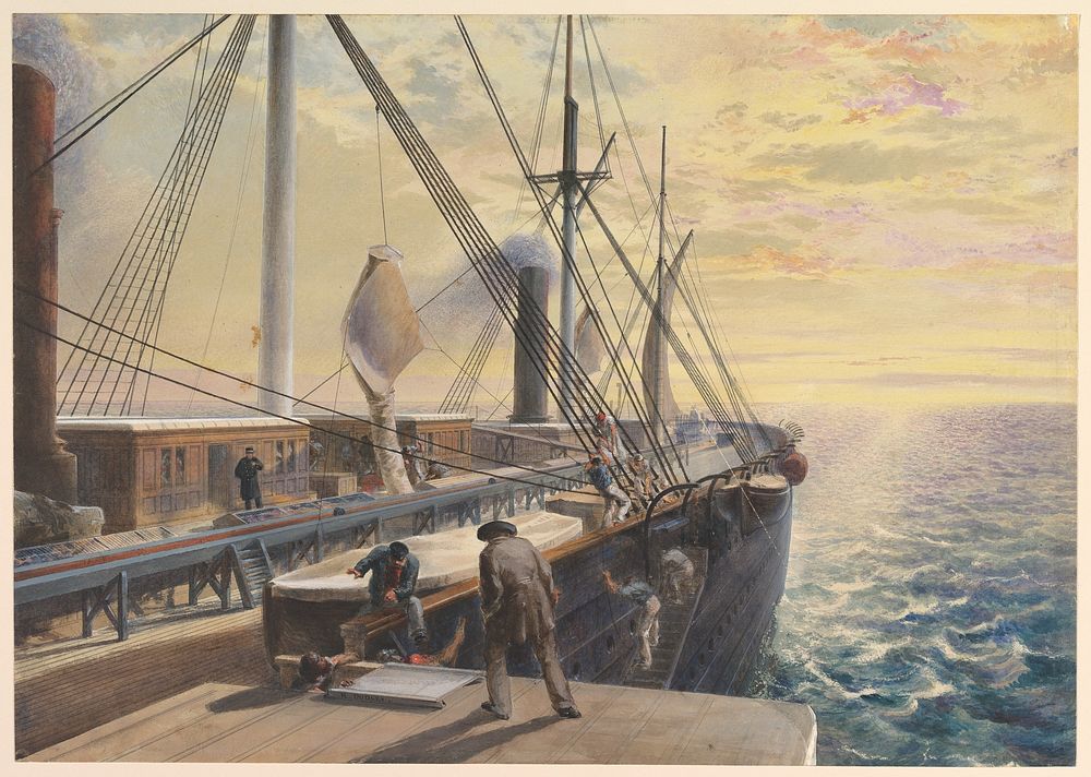 View, Looking Aft, from the Port Paddle Box of the Great Eastern, Showing the Trough for the Cable, etc. by Robert Charles…