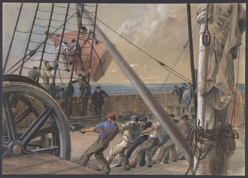 Getting Out One of the Large Buoys for Launching, August 2nd, 1865 by Robert Charles Dudley