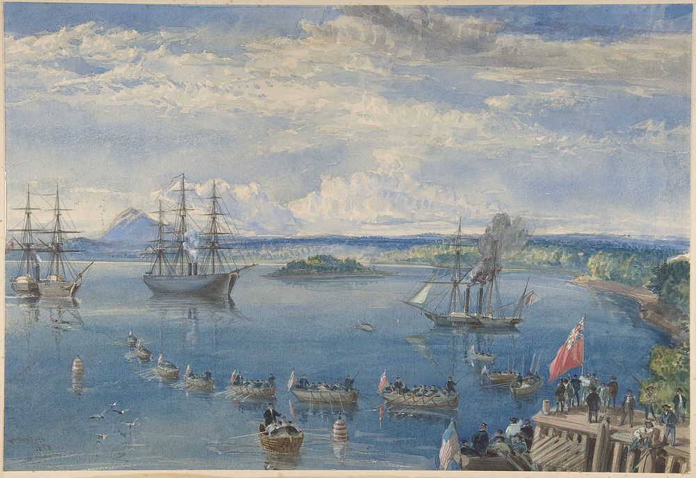 The Cable Fleet Leaving Ireland, July 1858 by Robert Charles Dudley