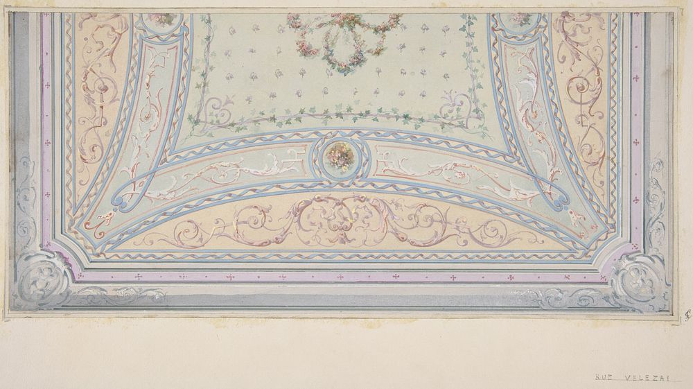 Ceiling design for a house on the rue Velezai by Jules Edmond Charles Lachaise and Eugène Pierre Gourdet
