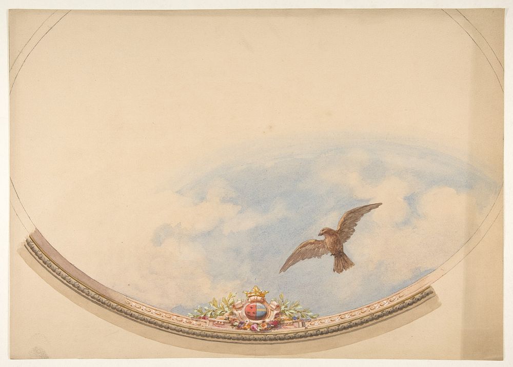 Design for a ceiling painted with clouds and a soaring eagle by Jules-Edmond-Charles Lachaise and Eugène-Pierre Gourdet