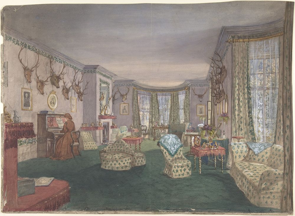 Drawing Room at Mar Lodge, Parish of Craithe and Braemar, Aberdeenshire by Anonymous, British, 19th century