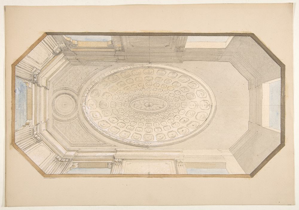 Design for a coiffered ceiling by Jules Edmond Charles Lachaise and Eugène Pierre Gourdet