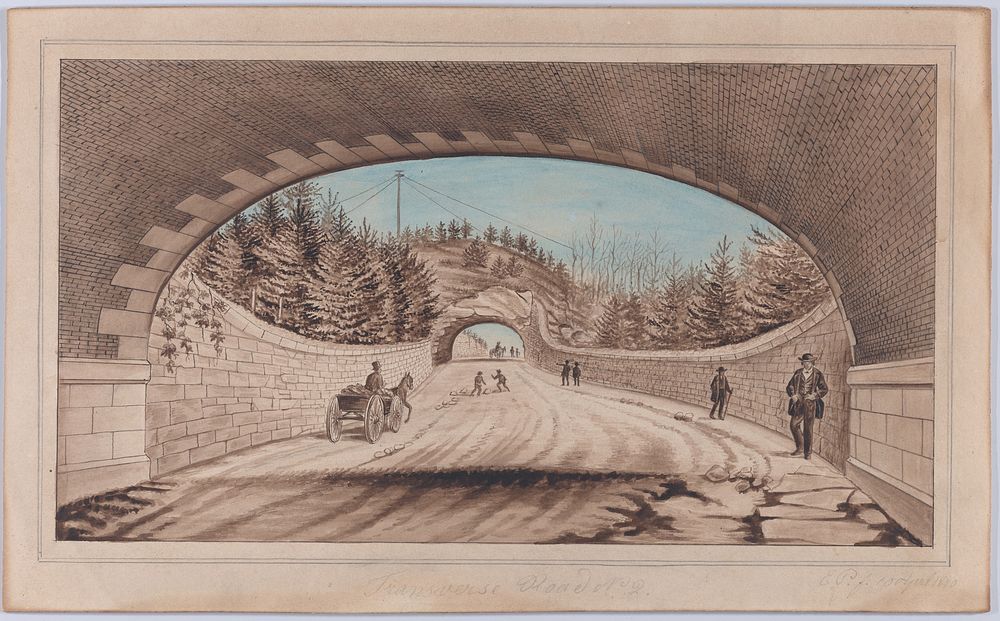 Central Park, Transverse Road No. 2 by E. P. (American, active 1870)