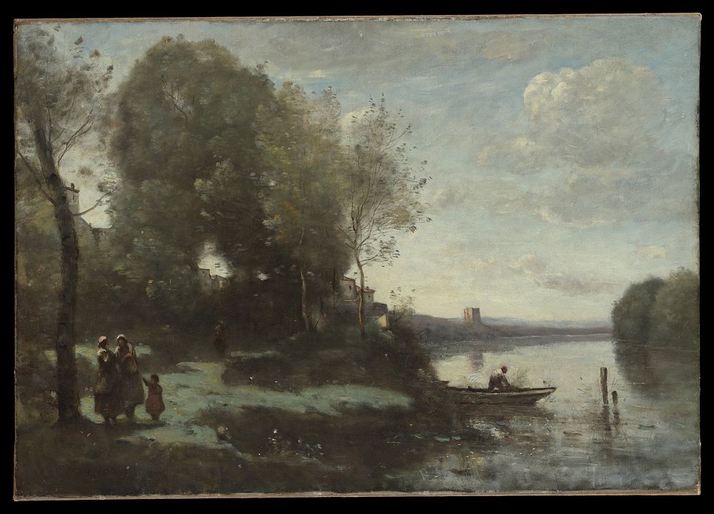 River with a Distant Tower