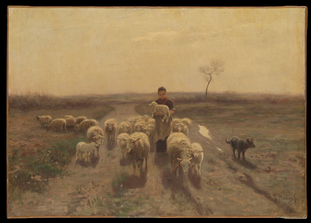 A Shepherdess and Her Flock by Anton Mauve