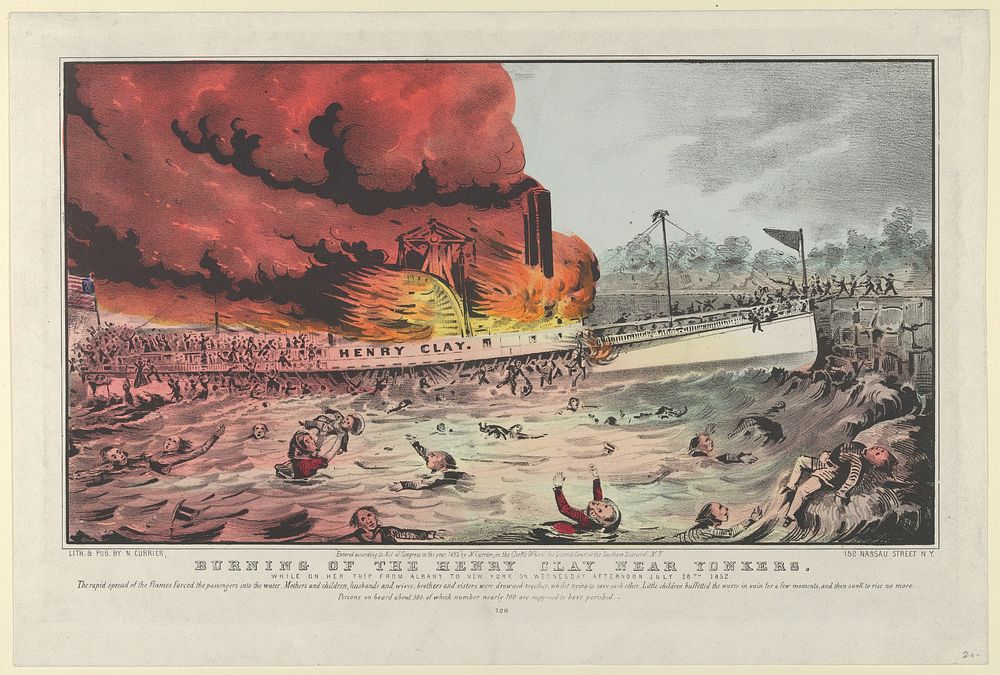 Burning of the Henry Clay Near Yonkers–While on Her Trip From Albany to New York on Wednesday Afternoon July 28th, 1852.–The…