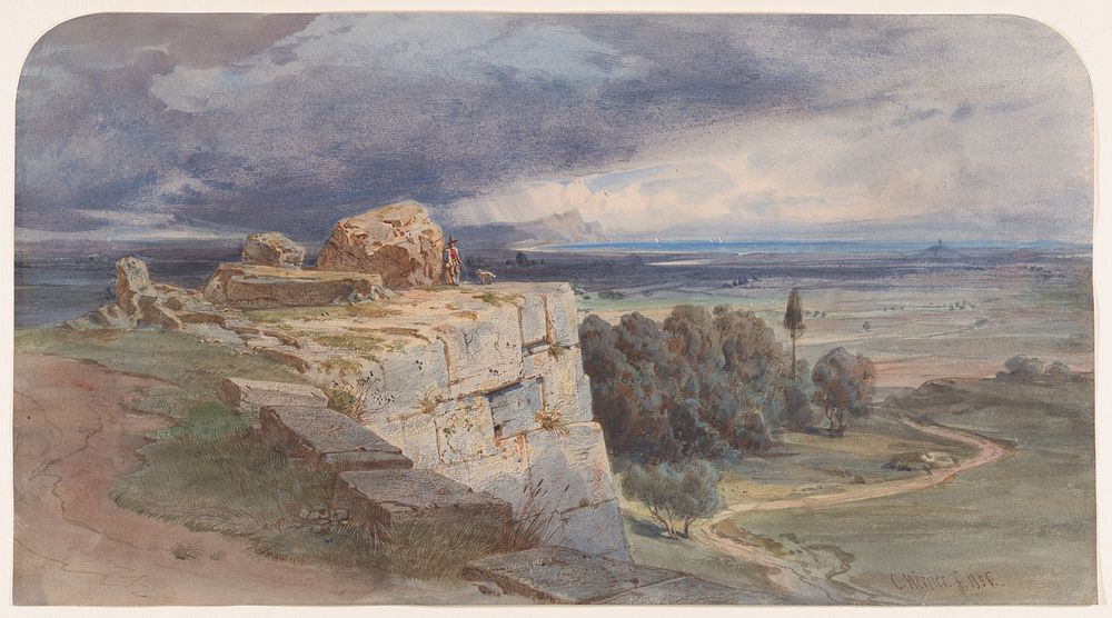 View of Norba from the North, towards San Felice Circeo by Carl Friedrich Heinrich Werner